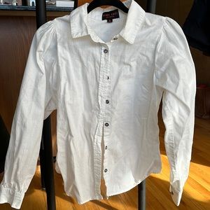 White Button-Front Puff-Sleeve Shirt - C Label